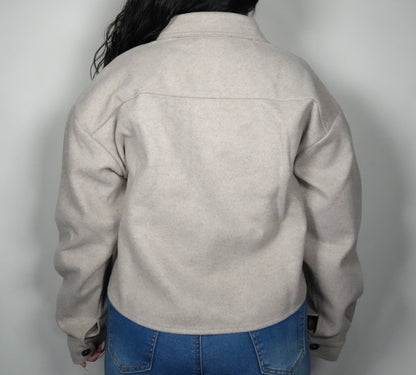Women’s Woolie Faux Wool Cropped Shaket - Taupe