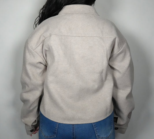 Women’s Woolie Faux Wool Cropped Shaket - Taupe