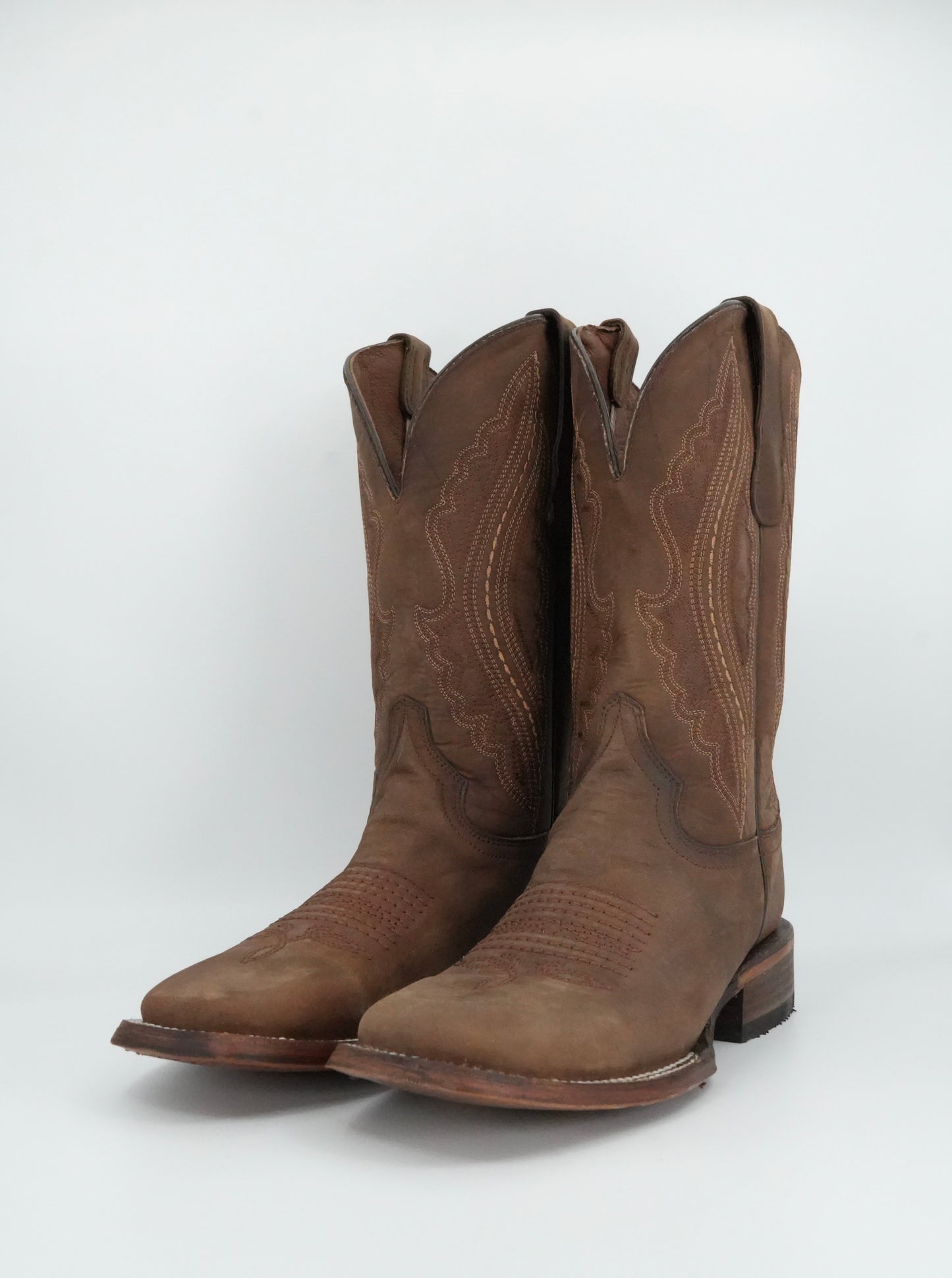 Circle G Men’s Leather Chocolate Embroidery Wide Square Toe Boot