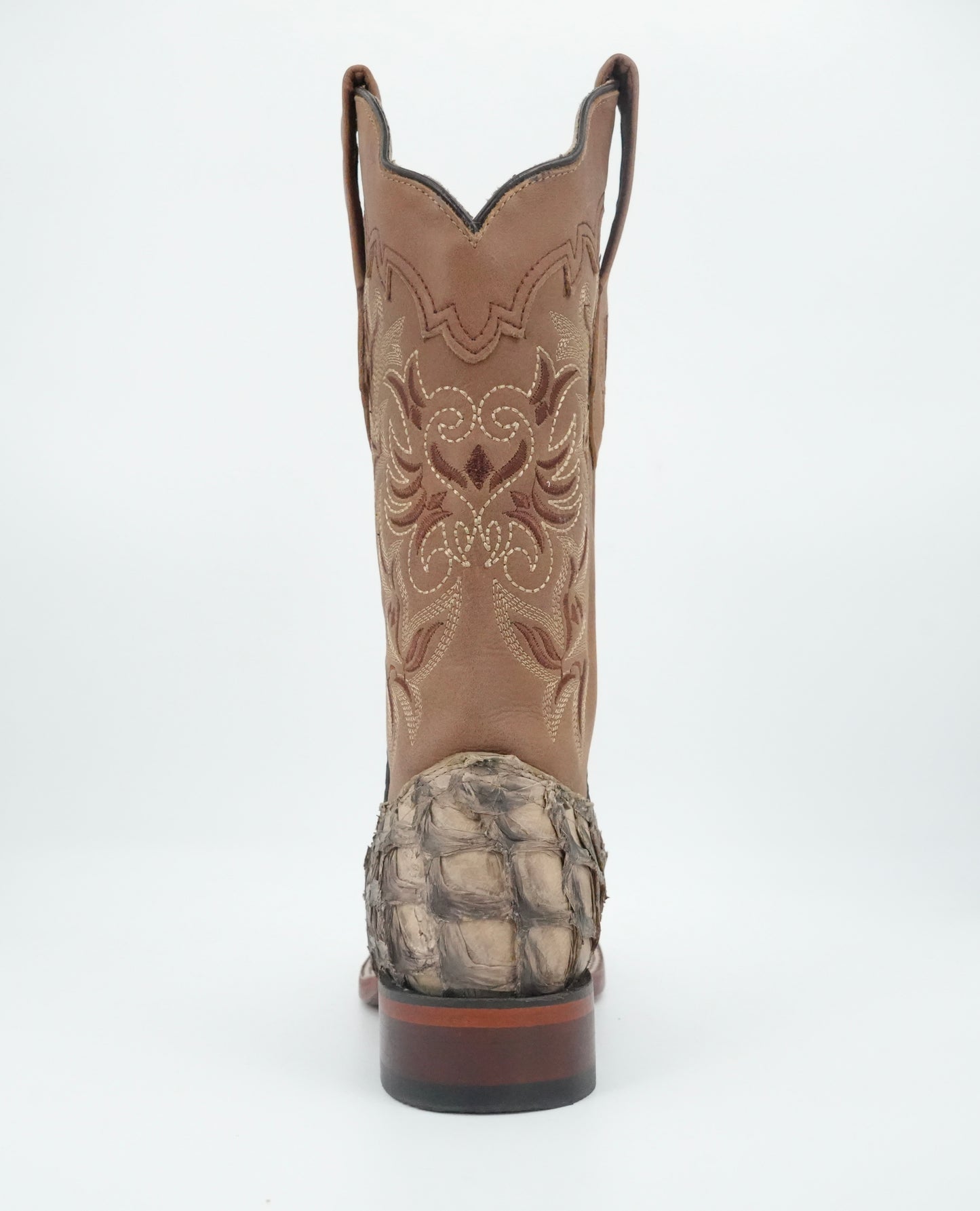 Los Altos Women's Mocha Genuine Pirarucu Leather Wide Square Toe Boot