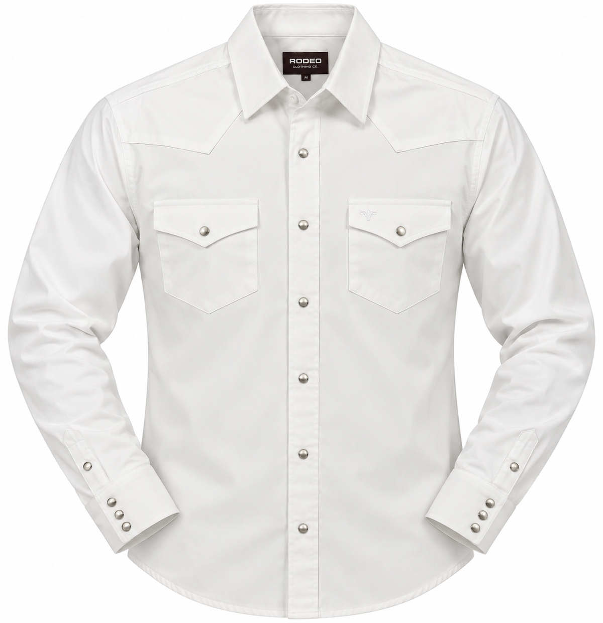 Rodeo Men's Western Snap Button Long Sleeve Shirt - White