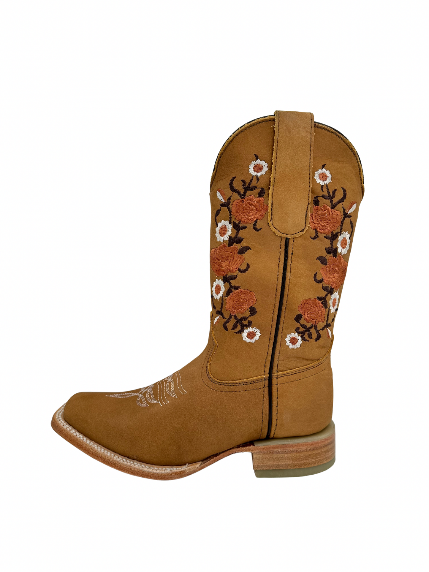 Stephy Women's Nobuck Honey Floral Square Toe Boot