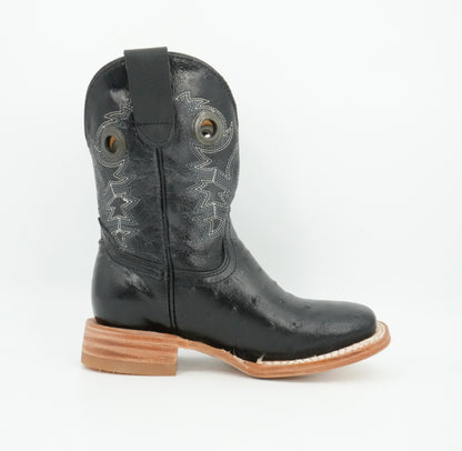 A&A Little Kid's Black Ostrich Print Boot