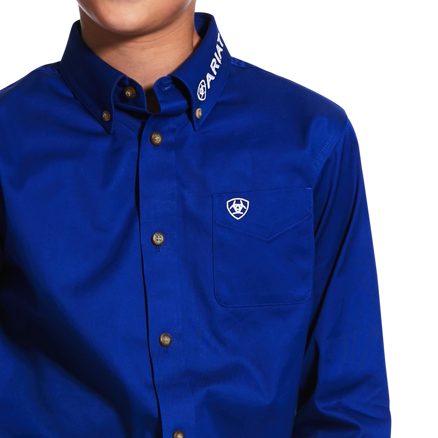 Ariat Boy's Team Logo Twill Classic Fit Shirt - Blue