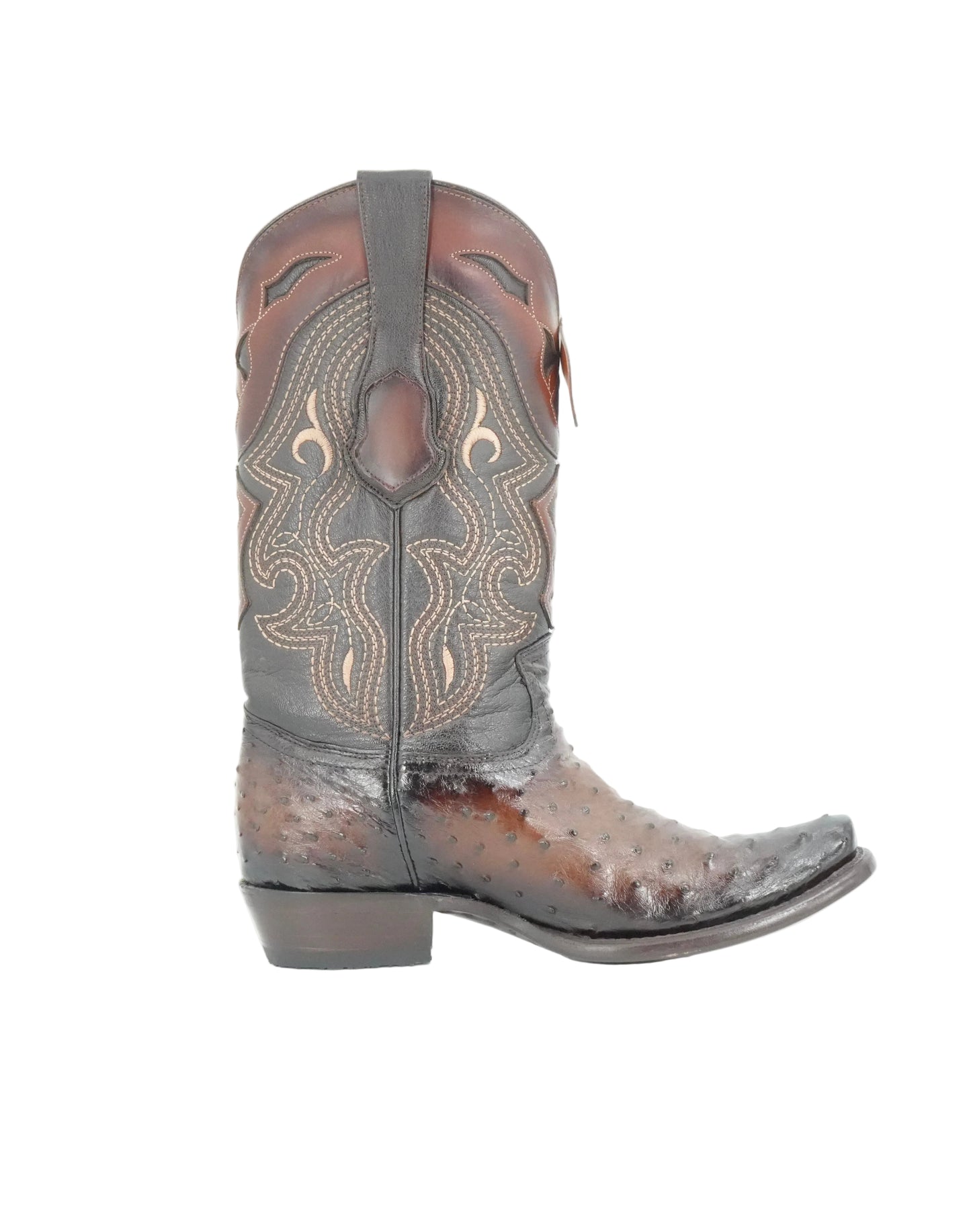 King Exotic Men's Ostrich Semi Round Toe Boot - Brown