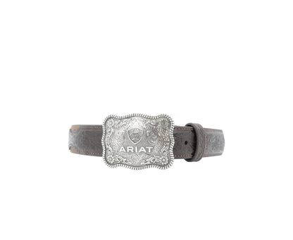 Kid's Ariat Square Engraved Buckle Leather Belt - Brown