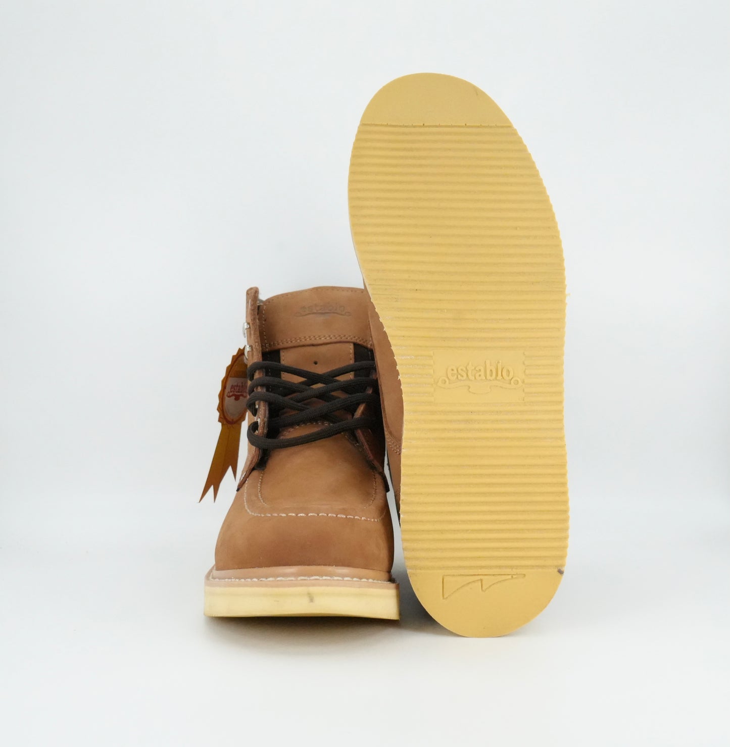 Establo Men's Nobuck Moc Toe Lace Up Work Boot - Honey