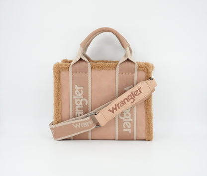 Wrangler Sherpa Small Canvas Tote/Crossbody - Khaki