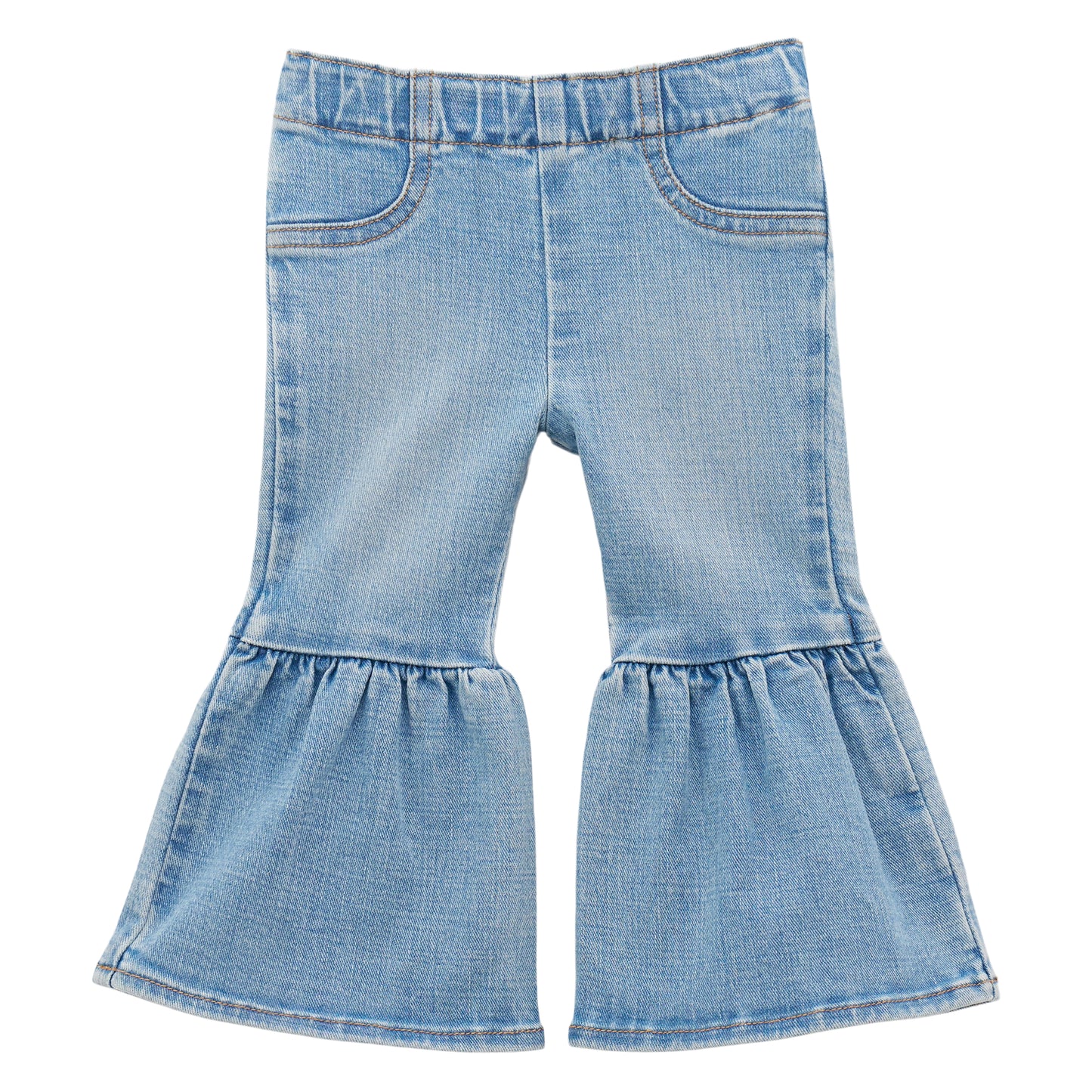 Wrangler Girl's Ruffle Leg Flare Jean - Light Blue