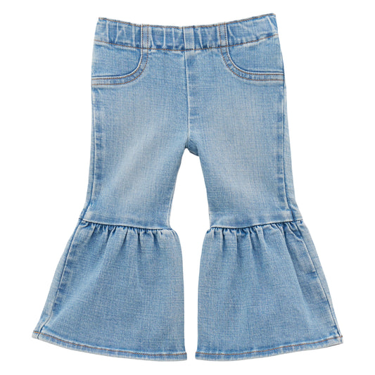 Wrangler Girl's Ruffle Leg Flare Jean - Light Blue