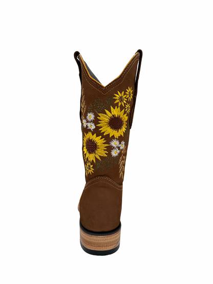 White Diamond Women's Honey Sunflower Square Toe Leather Boot