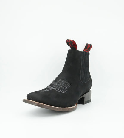 Vaquero Signature Men's Black Nobuck Wide Square Toe Short Boot