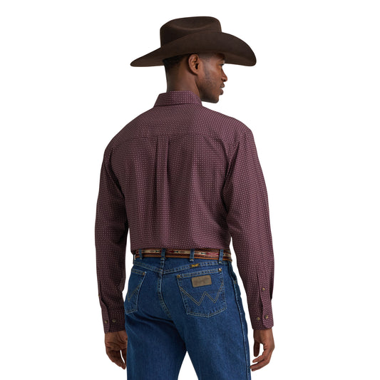 Wrangler Men's George Straight Performance Button Down Shirt - Wine