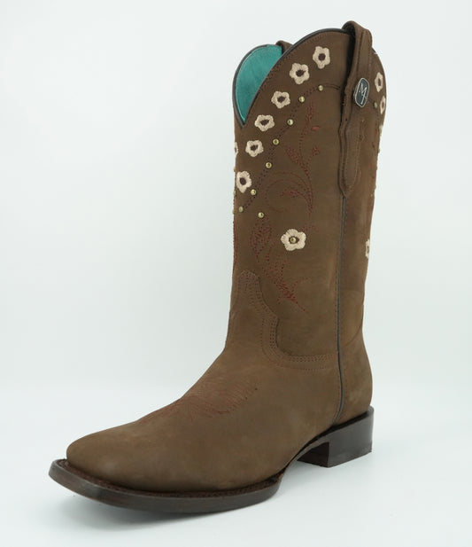 Montero Boots Women’s Camel Nobuck Wide Square Toe Boot