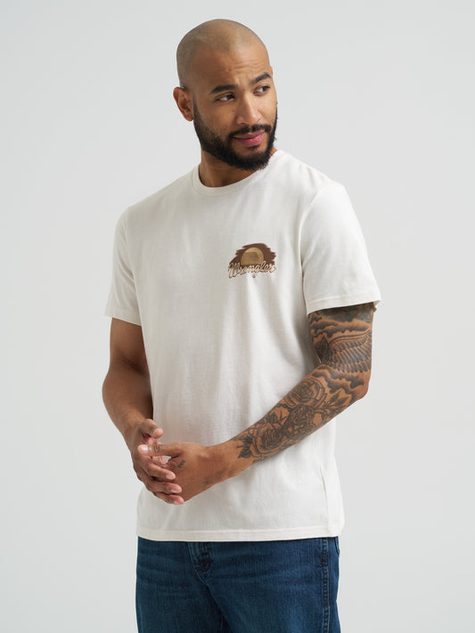 Wrangler Men's Sunset Cowboy Back Graphic T-Shirt - Marshmallow