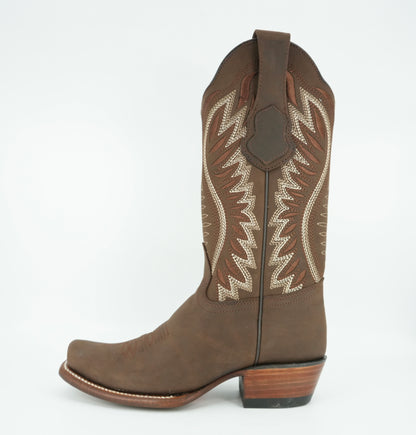 Los Altos Women's Crazy Brown Semi Square Toe Dubai Boot