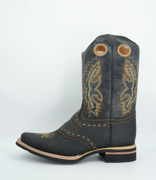 Potro Rebelde Men's Western Crazy Black Square Toe Boot