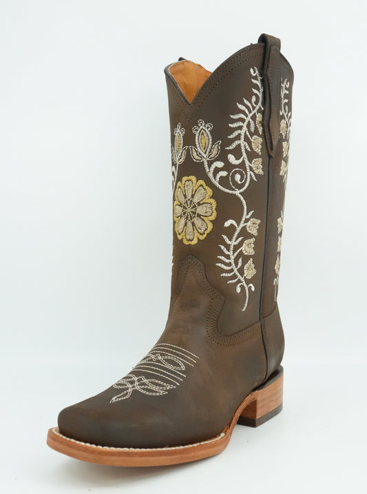 La Sierra Women's Tabaco Embroidered Floral Square Toe Boot