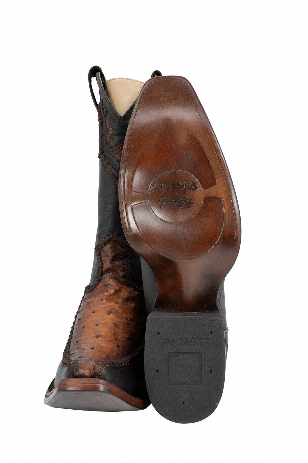 Cuadra Men's Ostrich Versache Toe Boot - Dark Brown