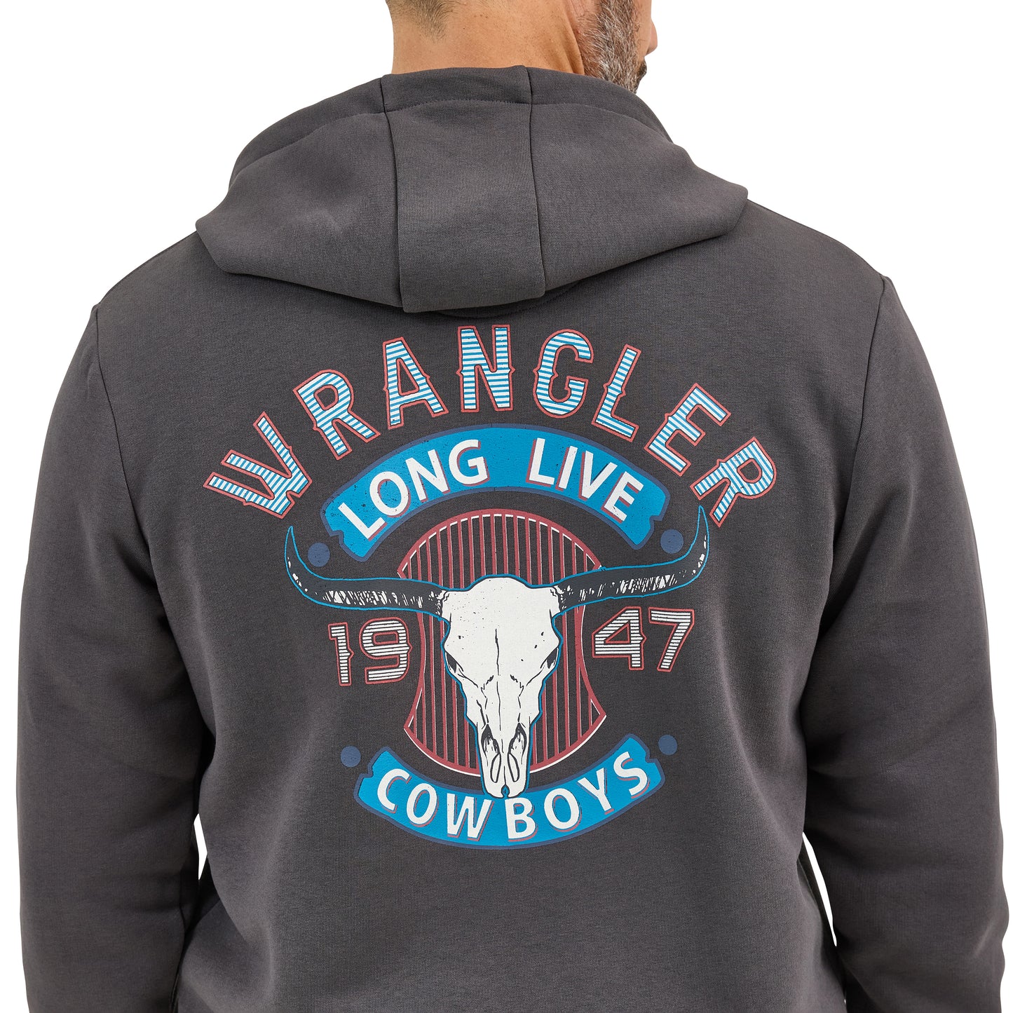 Wrangler Men's Long Live Cowboys Pullover Grey Hoodie