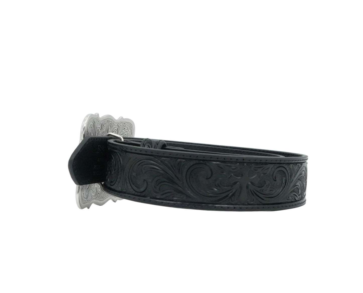 Nocona Women's Floral Embossed Cross Buckle Belt - Black
