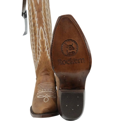 Rock'em Women's Gia Tall Wide Calf Snip Toe Boot - Camel
