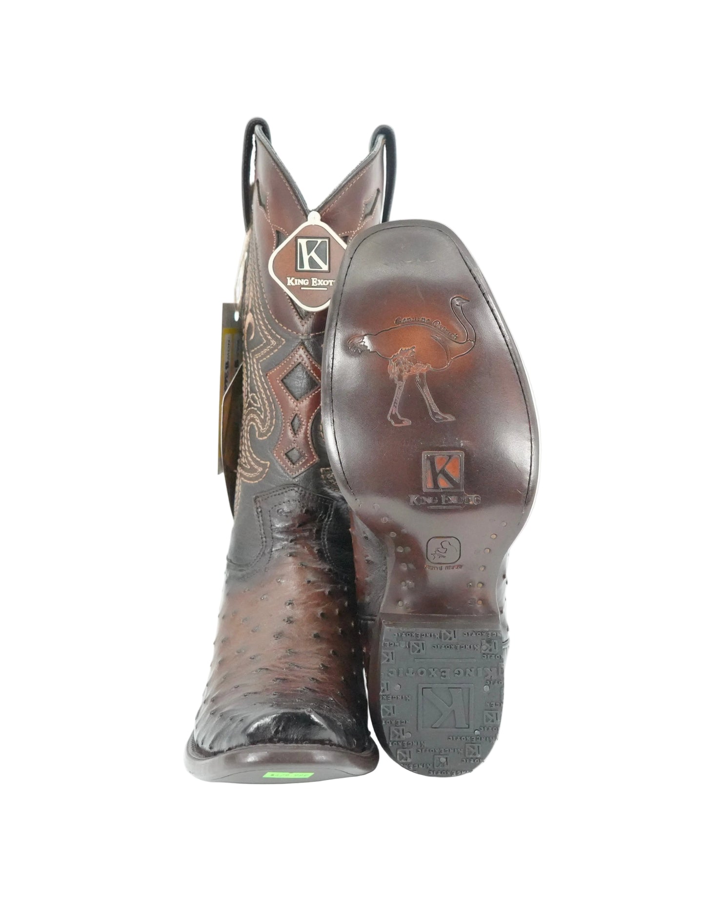 King Exotic Men's Ostrich Semi Round Toe Boot - Brown