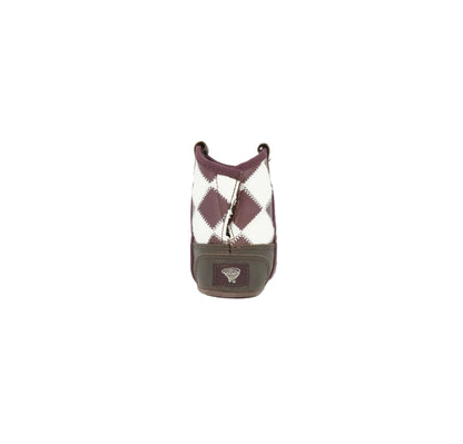 Twister Infant Braxton Checkered Chocolate Boot - Burgundy/White