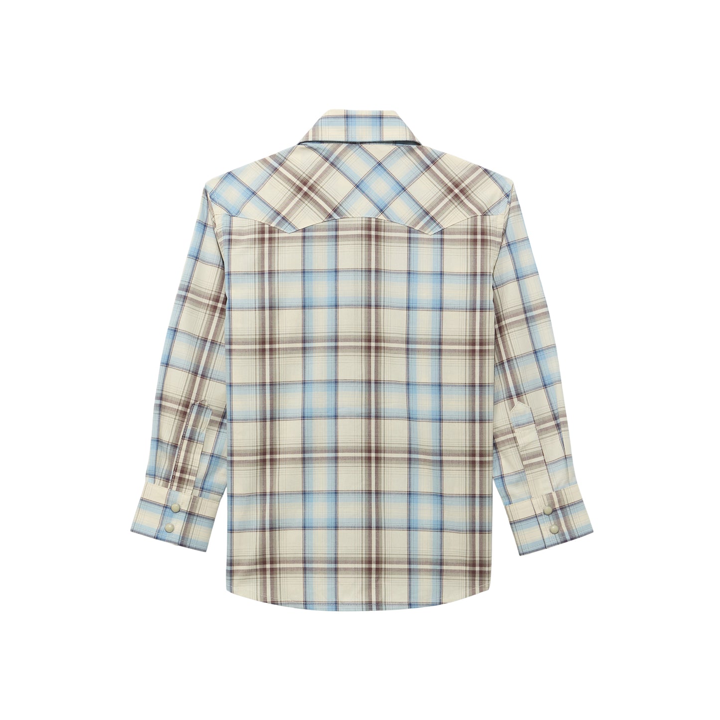 Boy's Wrangler Retro Plaid Western Long Sleeve Button Down Shirt - Tan