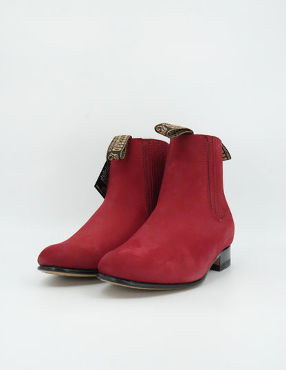 Besserro Kid's Nobuck Charro Short Boot - Red