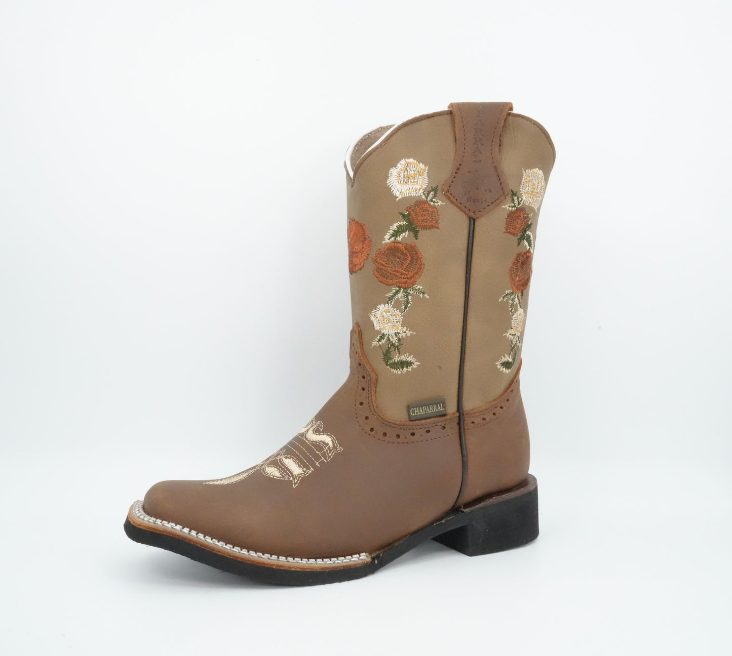 Chaparral Kid’s Crazy Leather Floral Brown Boot