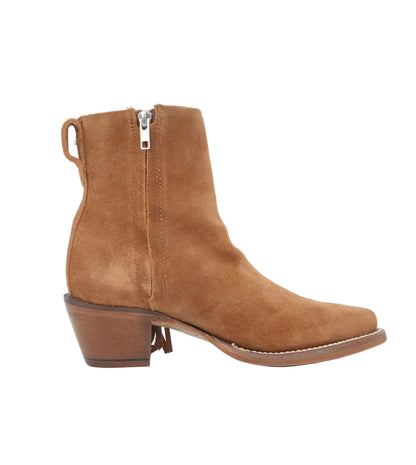 Justin Women's BEV Brown Suede Fringe Snip Toe Short Boot