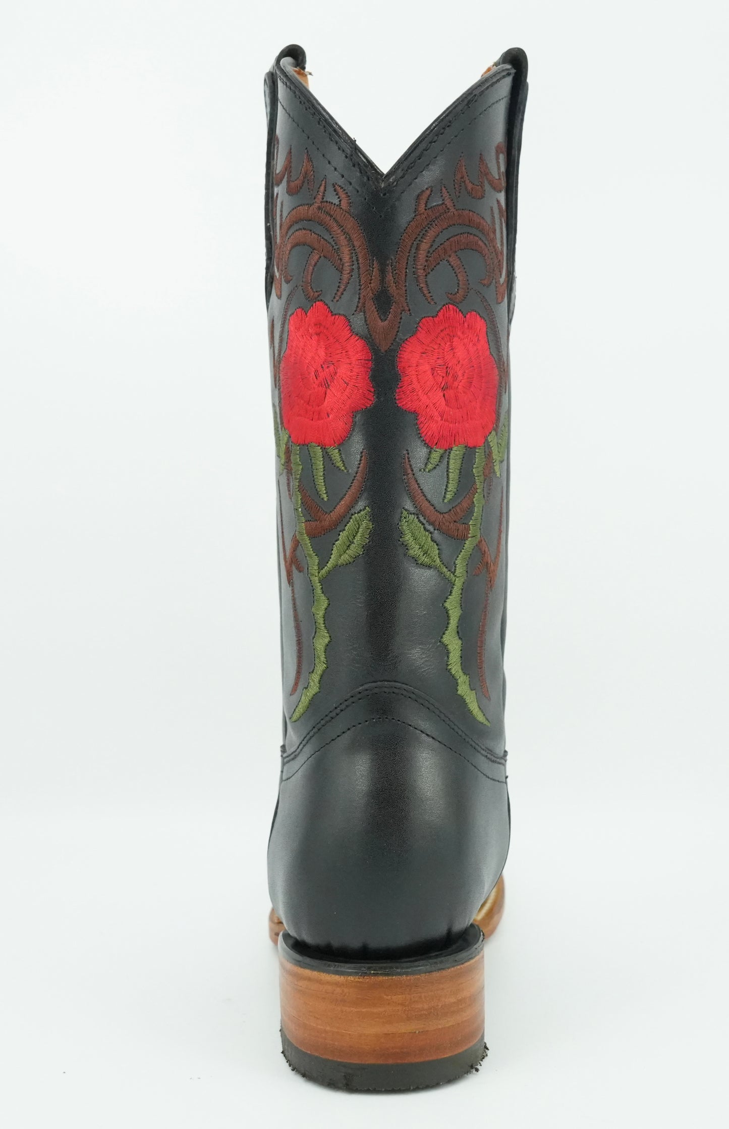 La Sierra Women's Black Embroidered Roses Square Toe Boot