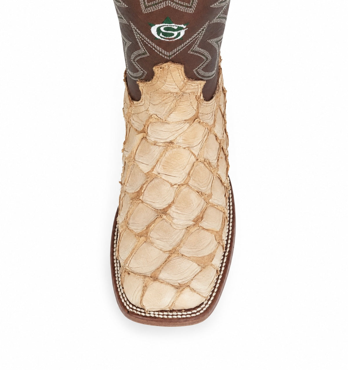 Justin Men's Genuine Pirarucu Wide Square Toe Boot - Rustic Tan