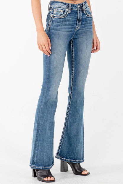 Miss Me Classic Double Stitched High Rise Flare Jean
