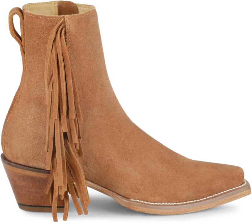 Justin Women's BEV Brown Suede Fringe Snip Toe Short Boot