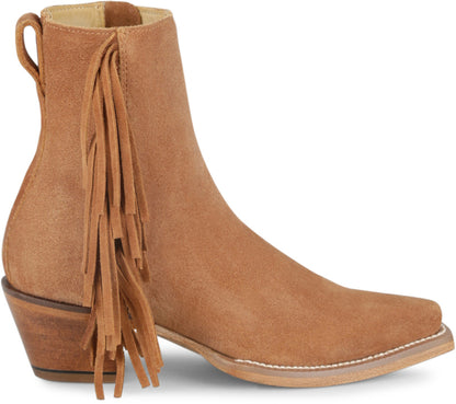 Justin Women's BEV Brown Suede Fringe Snip Toe Short Boot