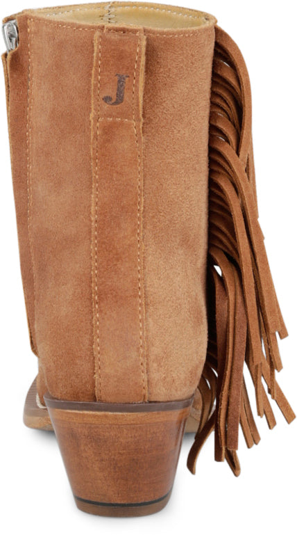 Justin Women's BEV Brown Suede Fringe Snip Toe Short Boot