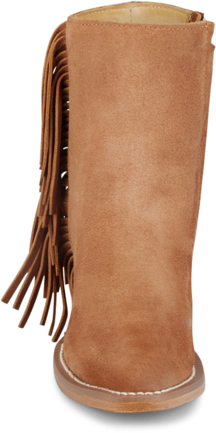 Justin Women's BEV Brown Suede Fringe Snip Toe Short Boot