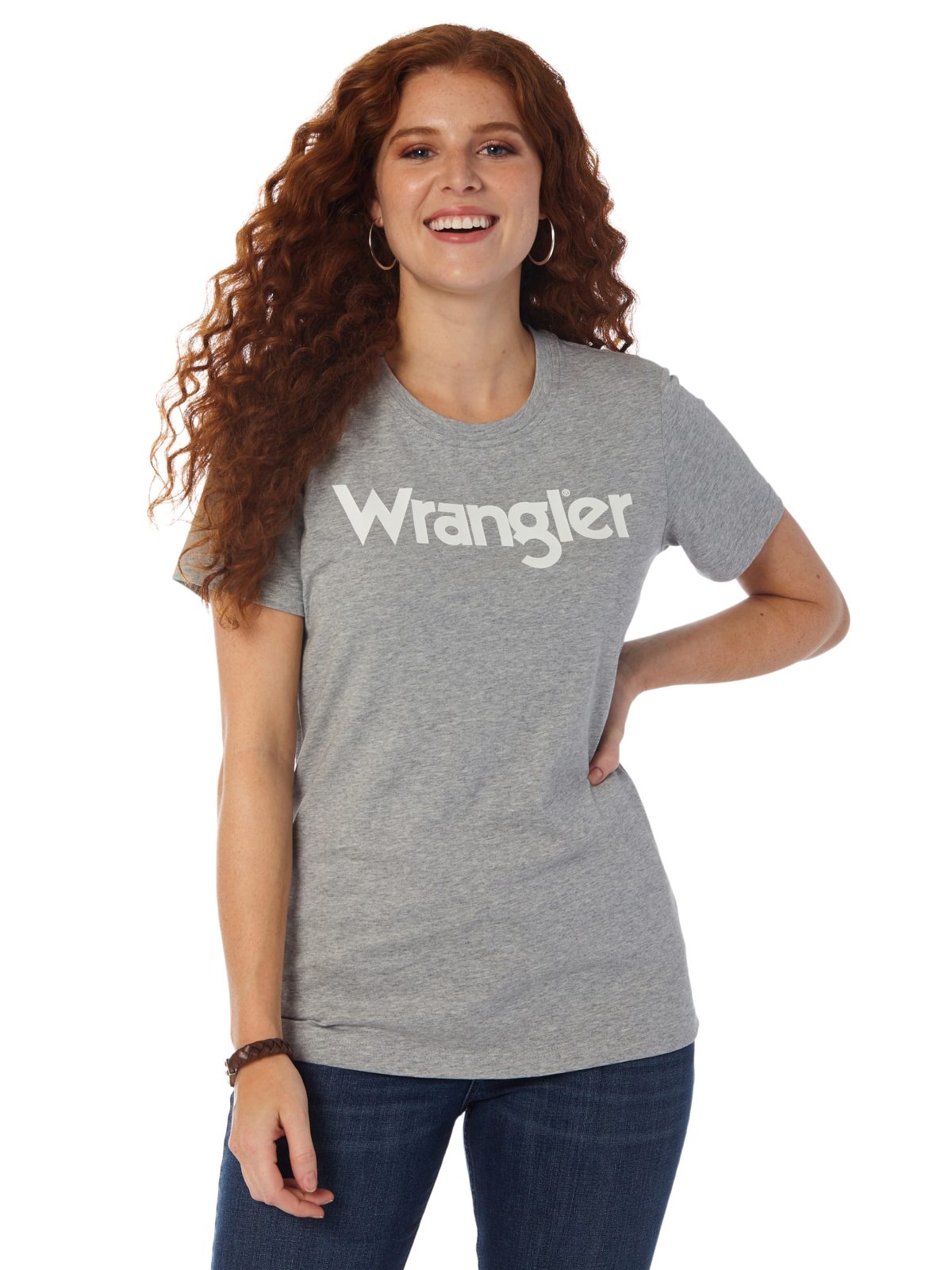 Camiseta gris jaspeada de corte ajustado y manga corta con logo de Wrangler