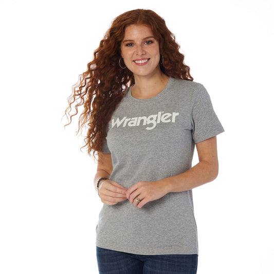 Camiseta gris jaspeada de corte ajustado y manga corta con logo de Wrangler
