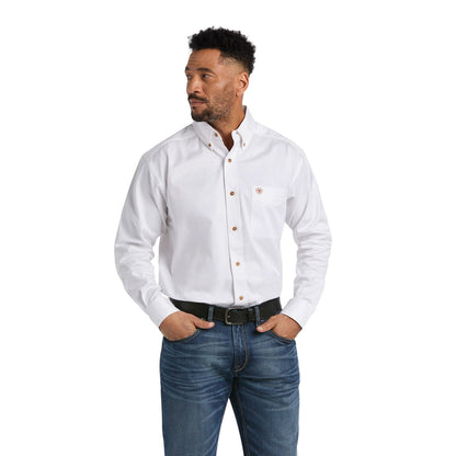 Ariat White Solid Twill Classic Fit Shirt