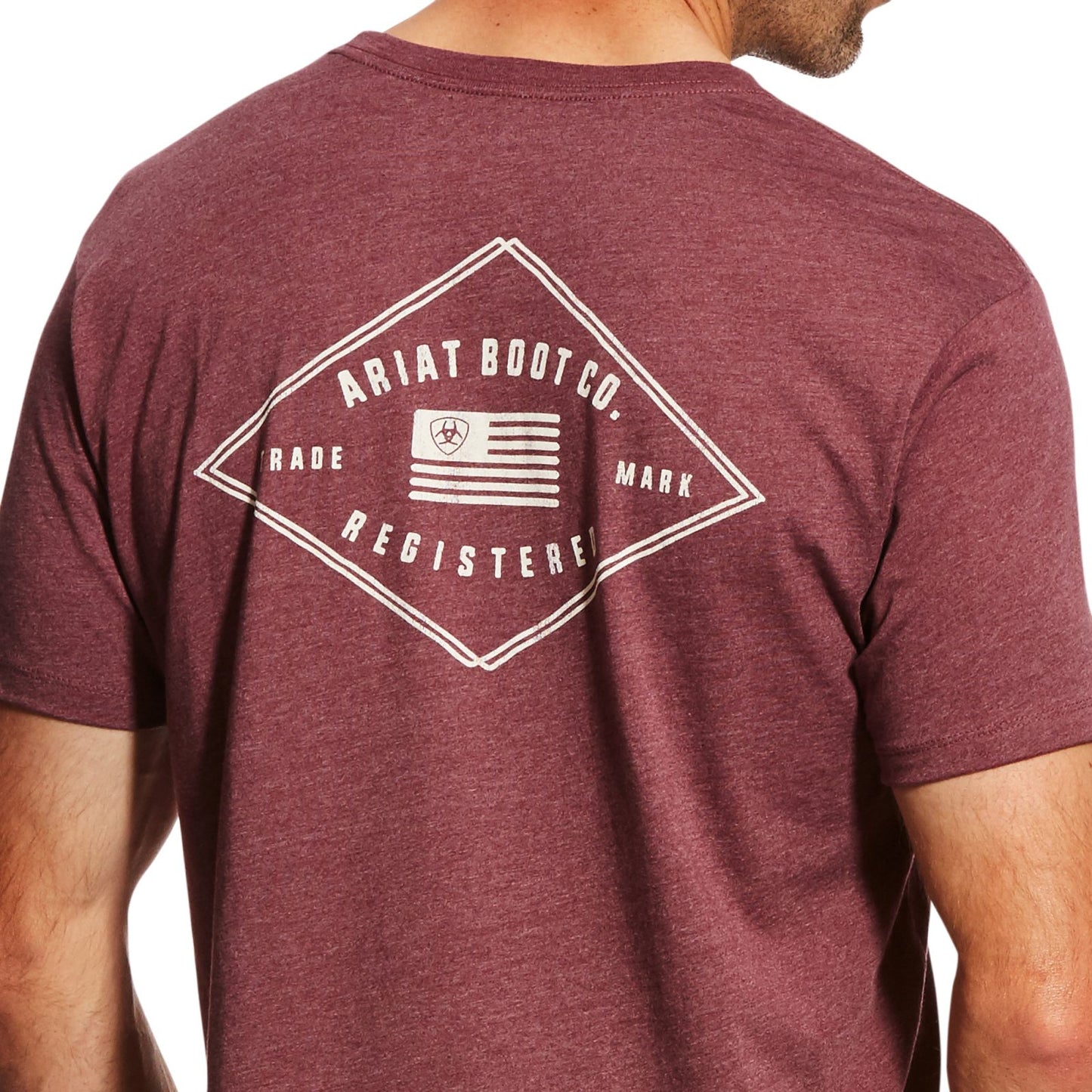 Ariat camiseta borgoña jaspeada registrada en EE. UU.
