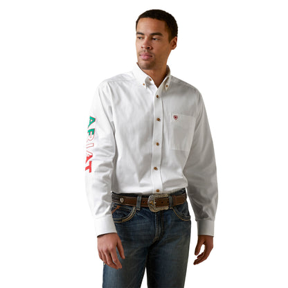 Ariat Mexico Team Logo Twill Classic Fit Shirt - White