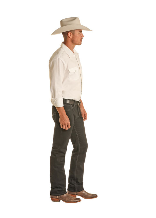 Rock & Roll Men's Revolver Black Slim Straight Jean