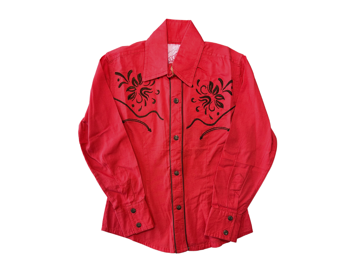 Girl's Floral Embroided Button Down Shirt - Corral