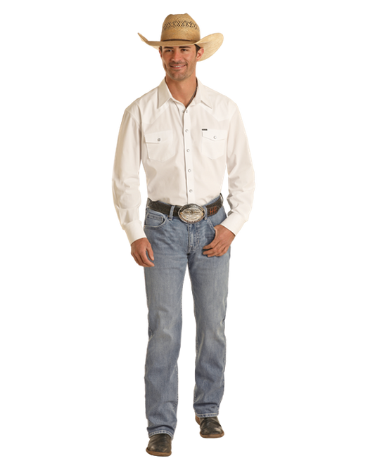 Rock & Roll Men's Vintage Regular Fit Stackable Light Blue Bootcut Jean