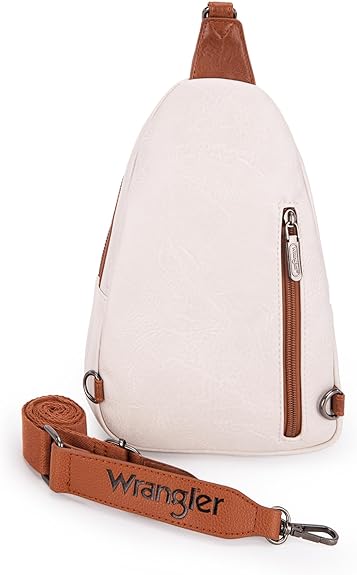 Wrangler Sling Bag/Crossbody/Chest Bag Dual Zippered Compartment Beige