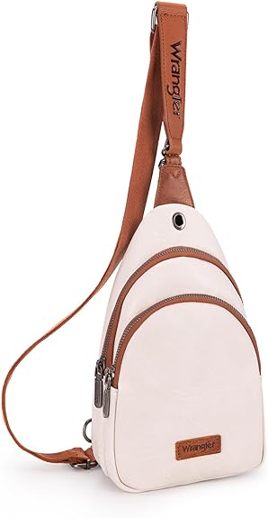 Wrangler Sling Bag/Crossbody/Chest Bag Dual Zippered Compartment Beige