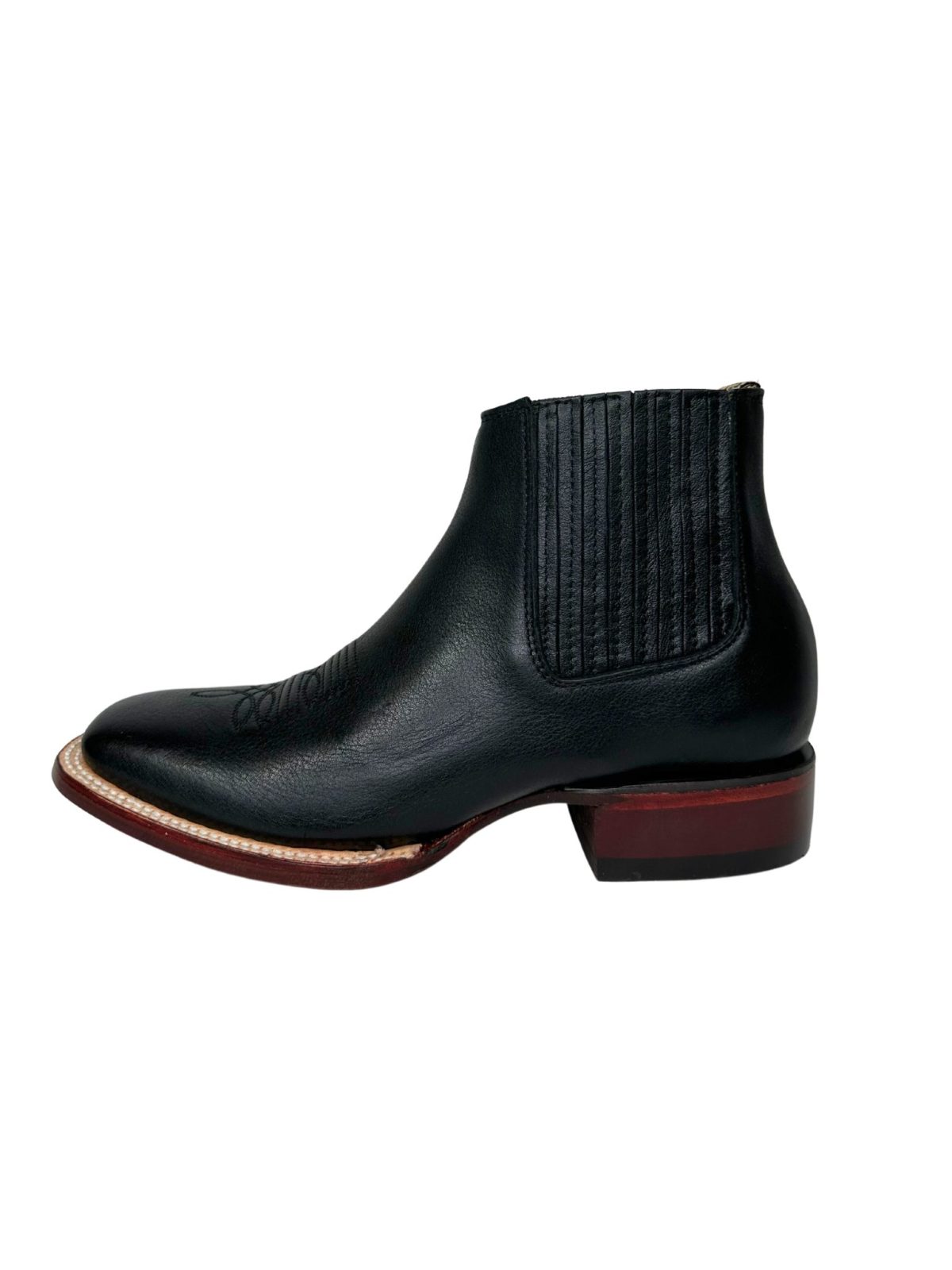 Wild West Men's Sqaure Toe Black Belmont Leather Short Boot
